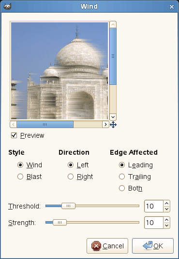 Wind filter options