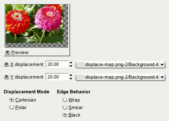 Displace filter options (Cartesian)