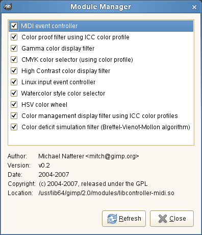 The Module Manager dialog window