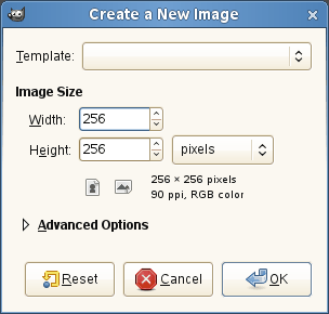 The New Image dialog