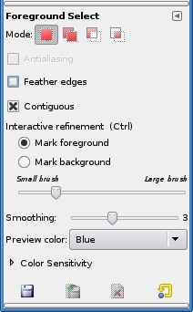 Foreground Select tool options