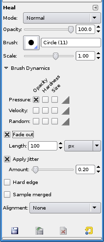 Heal Tool options